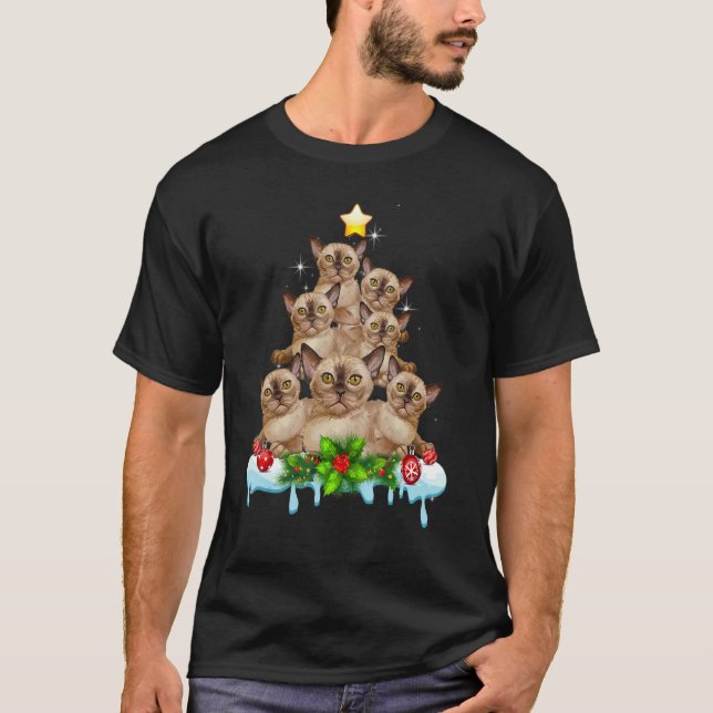 Camiseta Burmese Cat Christmas Xmas Tree (Anverso)