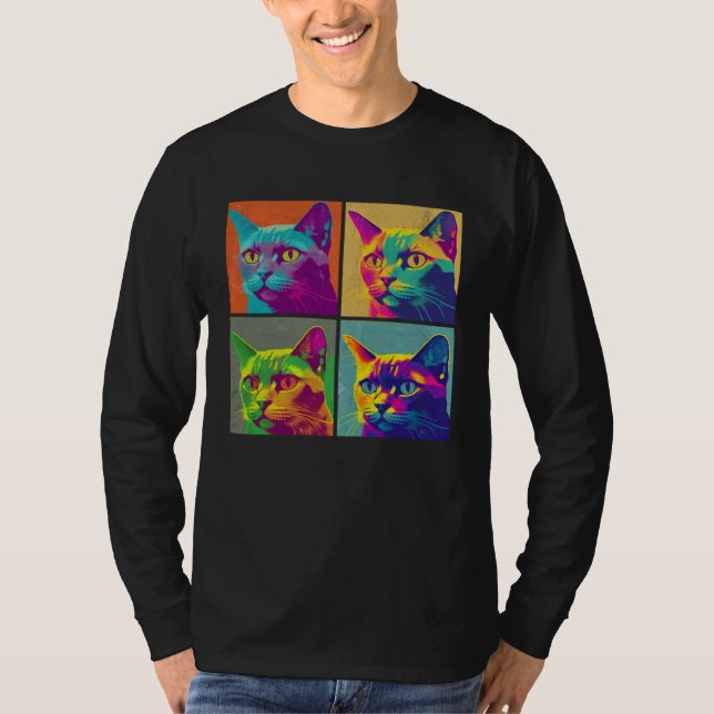 Camiseta Burmese Cat Pop Illustration Colorful Animal Men (Anverso)