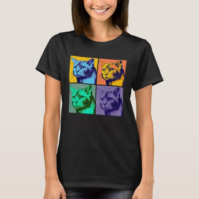 Camiseta Burmese Cat Pop Illustration Colorful Animal Men   (Anverso)