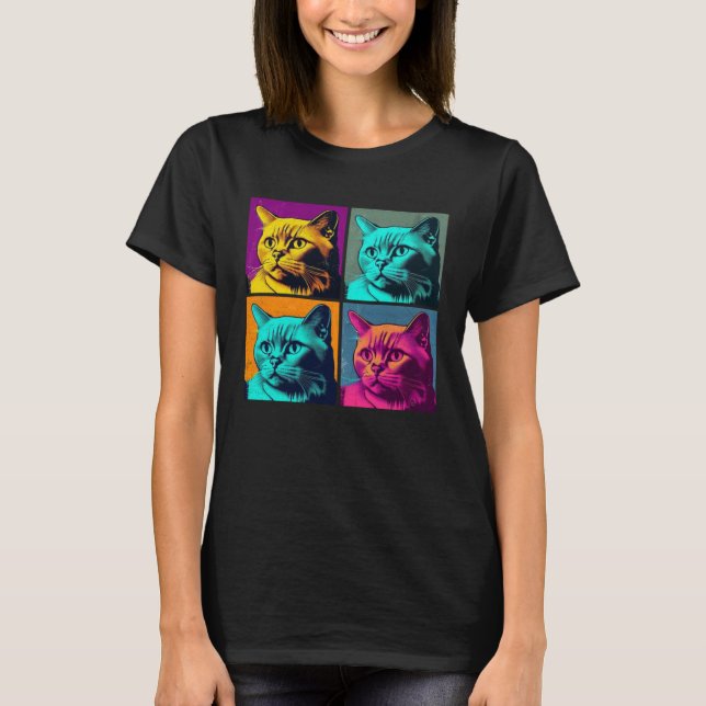 Camiseta Burmese Cat Pop Illustration Colorful Animal Men   (Anverso)