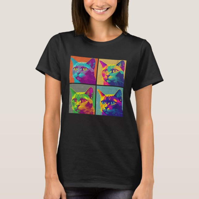 Camiseta Burmese Cat Pop Illustration Colorful Animal Men (Anverso)