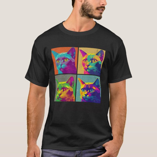Camiseta Burmese Cat Pop Illustration Colorful Animal Men (Anverso)