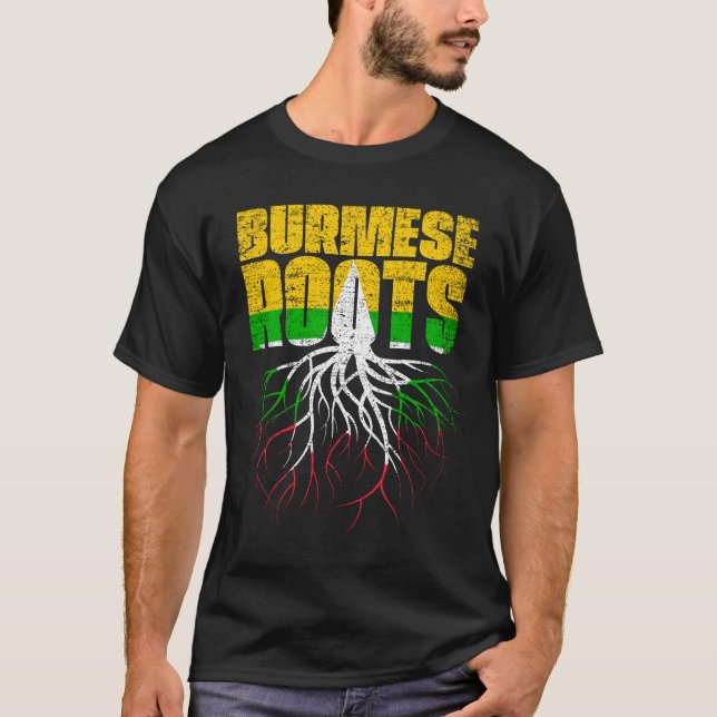 Camiseta Burmese Roots Myanmar Heritage Flag (Anverso)