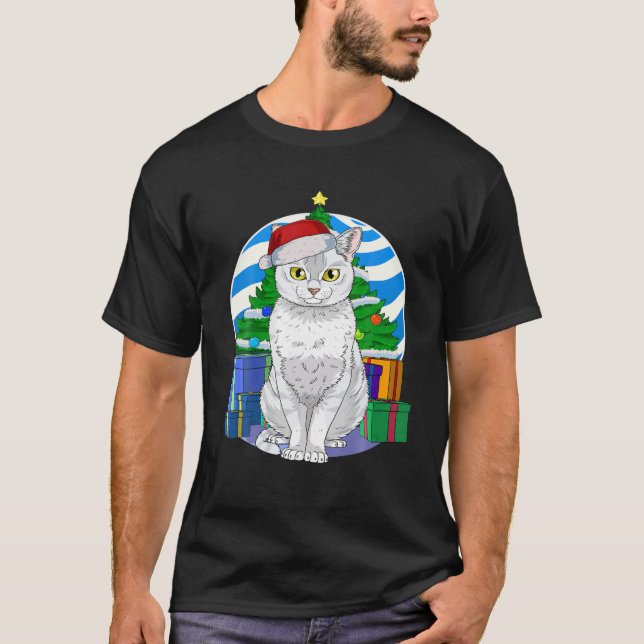Camiseta Burmilla Cat Cute Santa Christmas Tree Decor Gift (Anverso)
