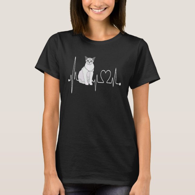 Camiseta Burmilla Cat Heartbeat EKG  Cat & Kitten  Design (Anverso)