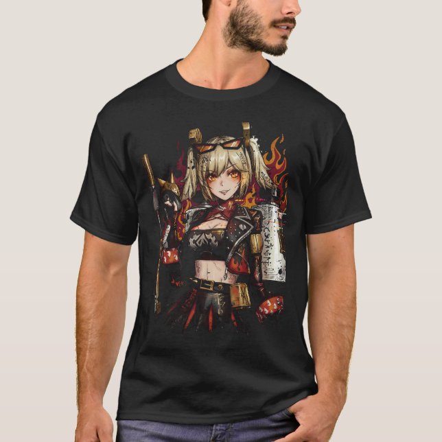 Camiseta Burnice Blanco ZZZ Cabello Rojo Colas de Caballo L (Anverso)