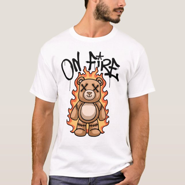 Camiseta Burning Teddy Bear streetwear (Anverso)