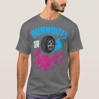 Camiseta Burnouts or Bows Gender Reveal Baby Party Announce