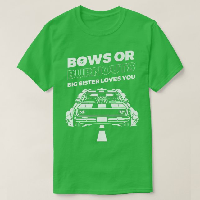 Camiseta Burnouts Or Bows Gender Reveal Party  (Diseño del anverso)
