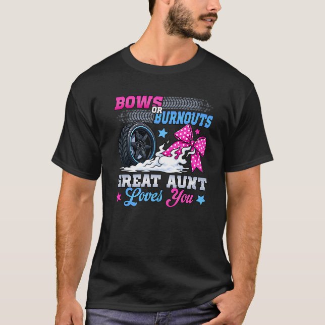 Camiseta Burnouts or Bows Gender Reveal Party Announcement  (Anverso)