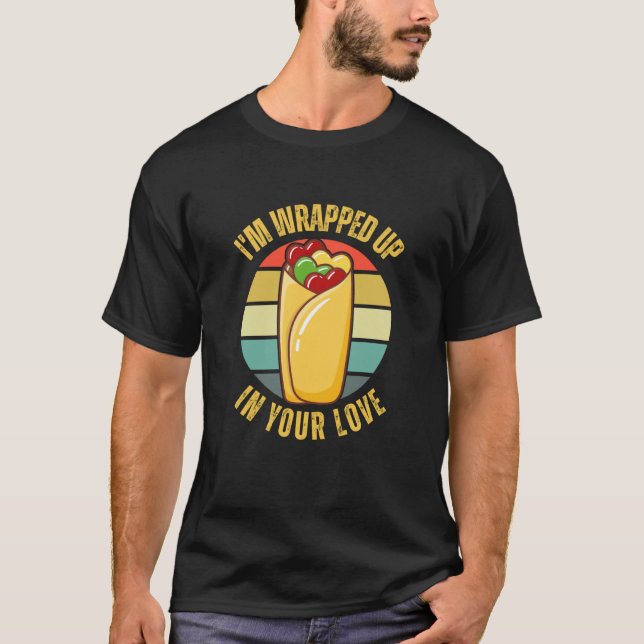 Camiseta Burrito Couples Burrito Hearts Mexican Food Retro (Anverso)