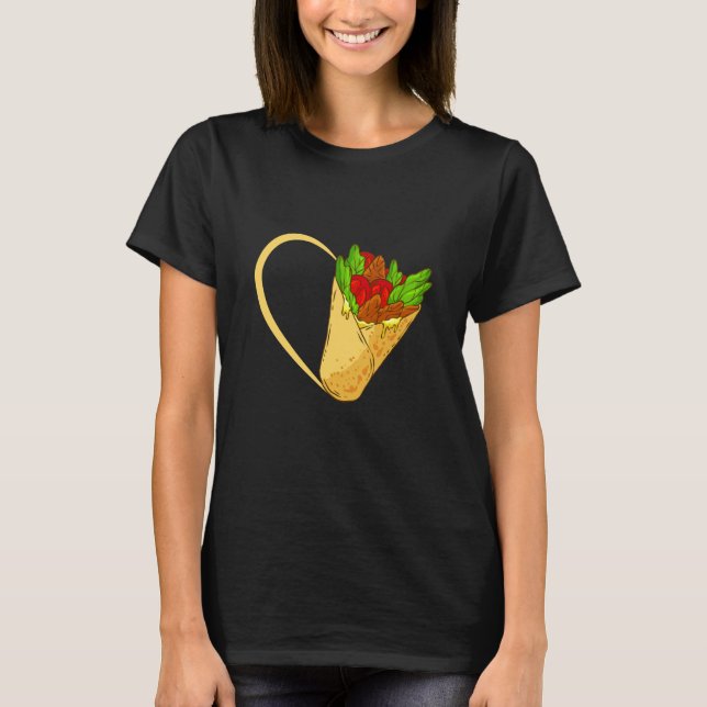 Camiseta Burrito del corazón de la comida (Anverso)