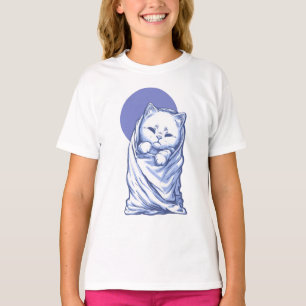 Camiseta Burrito Manta Azul Gatito Niños