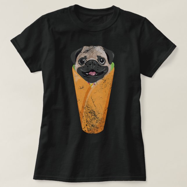 Camiseta Burrito Pug Mexicano Cinco de Mayo Perro Kawaii Vi (Diseño del anverso)