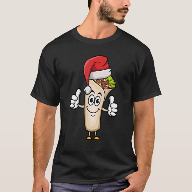 Camiseta Burrito Santa Hat Navidades Pajama comida mexicana (Anverso)