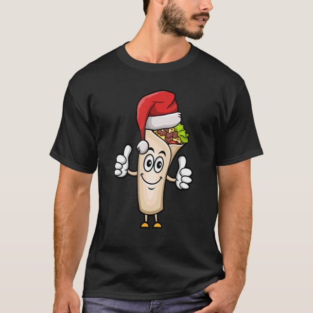 Camiseta Burrito Santa Hat Navidades Pajama comida mexicana (Anverso)