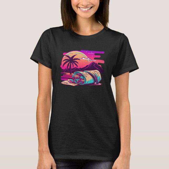 Camiseta Burritos Synthwave 80s Retrowave Aesthetic (Anverso)