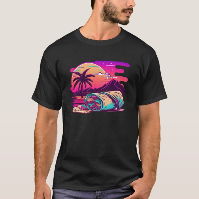 Camiseta Burritos Synthwave 80s Retrowave Aesthetic (Anverso)