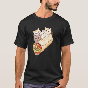 Camiseta Burritos y gatos diseño divertido de comida mexica