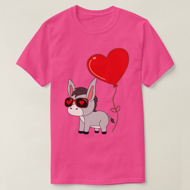 Camiseta Burro con Día de San Valentín de globos cardíacos (Diseño del anverso)