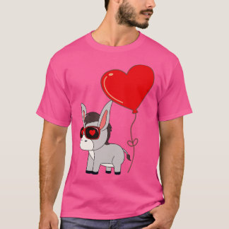 Camiseta Burro con Día de San Valentín de globos cardíacos