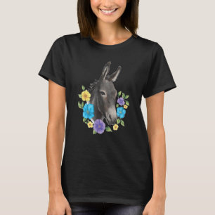 Camiseta Burro Con Flor Floral Granja Mula Jack Burro Hor