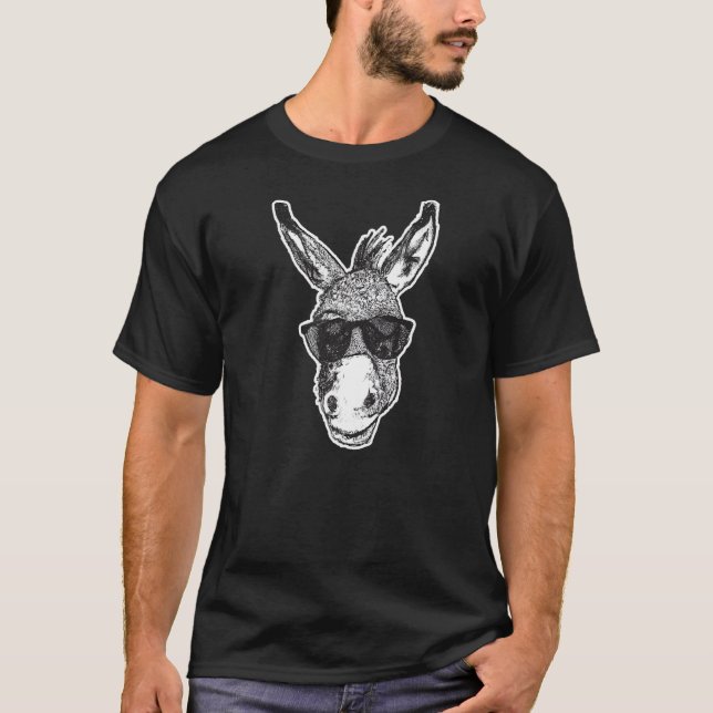 Camiseta Burro Con Gafas De Sol Caballos Animales Mula (Anverso)