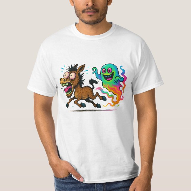 Camiseta Burro corriendo de un fantasma bobo (Anverso)
