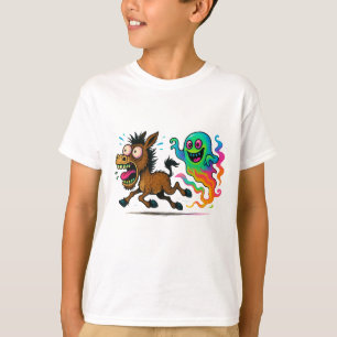 Camiseta Burro corriendo de un fantasma bobo