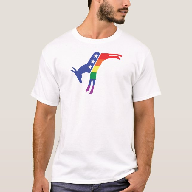 Camiseta Burro Democratic del orgullo gay (Anverso)
