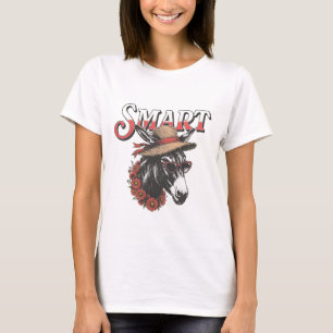 Camiseta Burro Inteligente con Sombrero y Gafas de Corazón