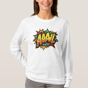 Camiseta Burst de historietas: ¡AAAL! Larga Funda de Pop Ar