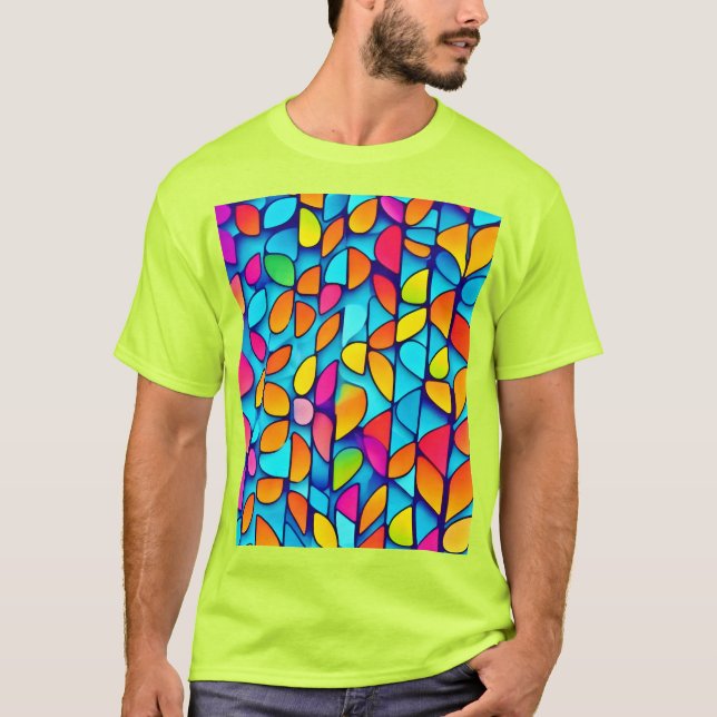 Camiseta Burst de hojas abstractas vibrantes (Anverso)