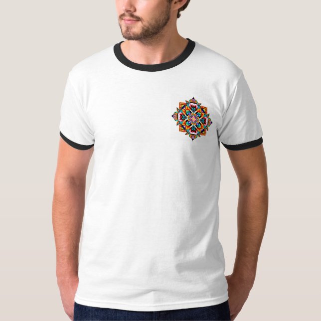 Camiseta Burst Kaleidoscope: Una Mandala tribal moderna (Anverso)