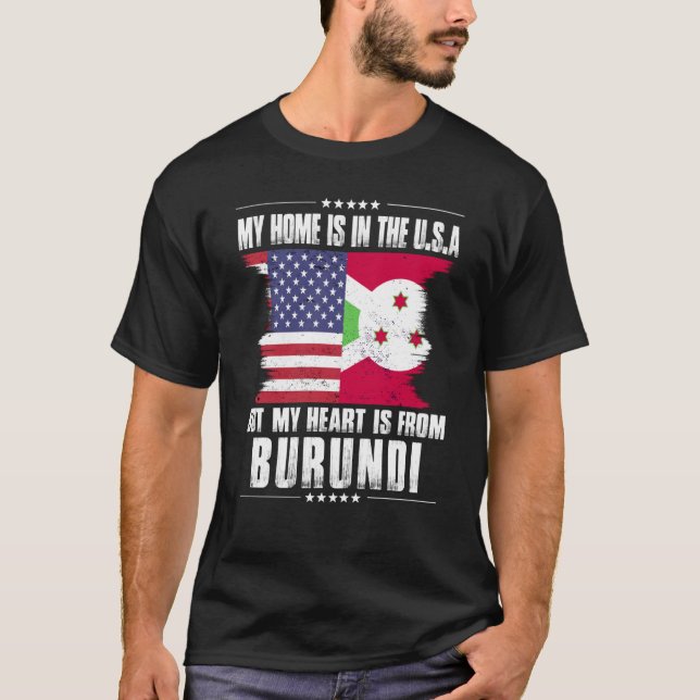Camiseta Burundi American Patriot Grown Proud Home Heart US (Anverso)