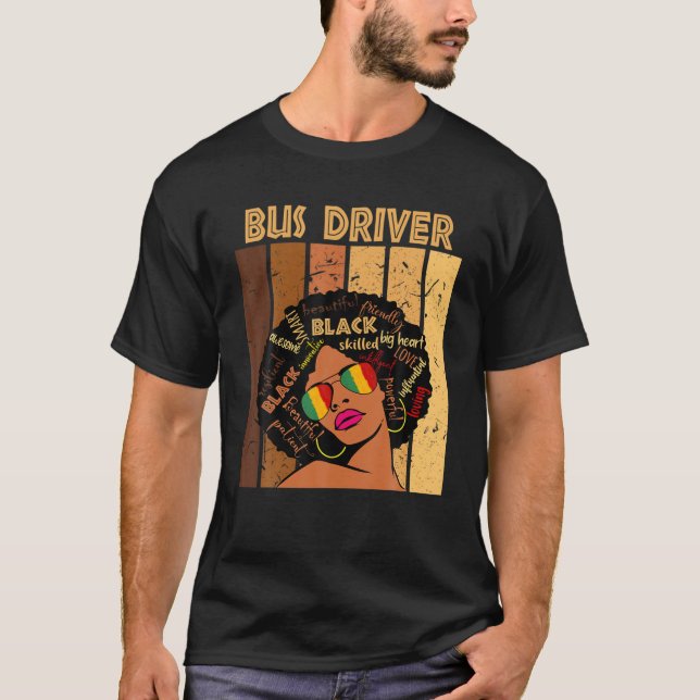 Camiseta Bus Driver Afro African American Women Black Histo (Anverso)