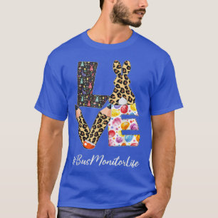 Camiseta Bus Monitor Love Pencil Easter Day Bunny Leopard W