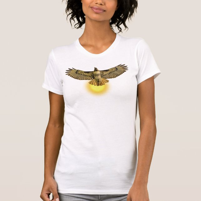 Camiseta Busardo Colirrojo volando con el sol (Anverso)
