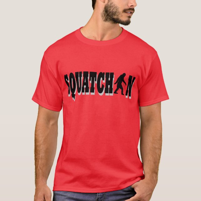 Camiseta Buscando Sasquatch, texto negro (Anverso)