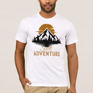 Camiseta Buscar Aventura, Gráfico de puesta de sol en la mo