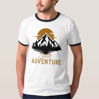 Camiseta Buscar Aventura, Gráfico de puesta de sol en la mo