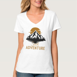Camiseta Buscar Aventura, Gráfico de puesta de sol en la mo