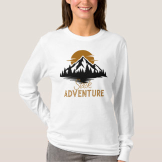 Camiseta Buscar Aventura, Gráfico de puesta de sol en la mo