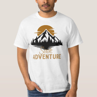 Camiseta Buscar Aventura, Gráfico de puesta de sol en la mo