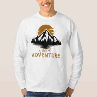 Camiseta Buscar Aventura, Gráfico de puesta de sol en la mo