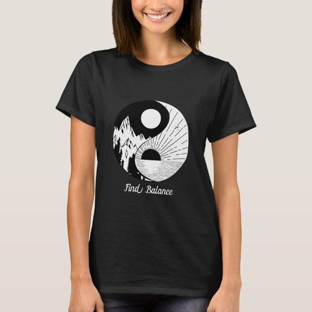 Camiseta Buscar equilibrio Zen Yin Yang blanco negro (Anverso)