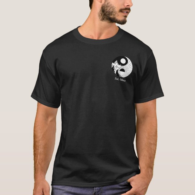 Camiseta Buscar equilibrio Zen Yin Yang blanco negro (Anverso)
