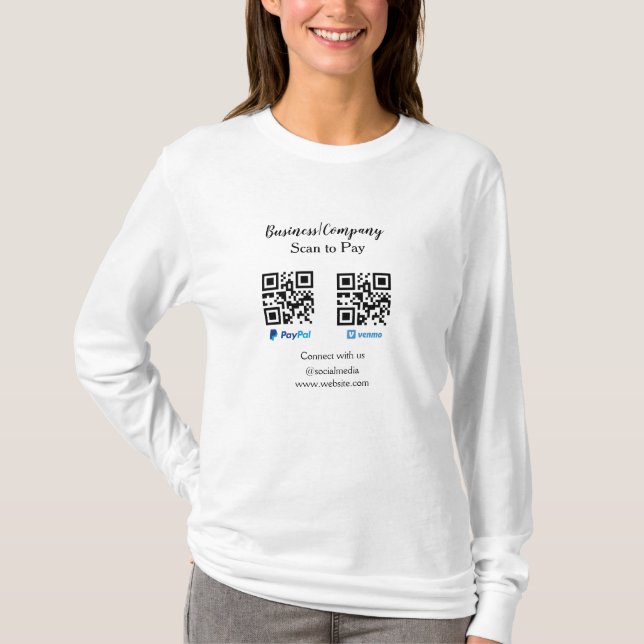 Camiseta Buscar para pagar q r código paypal venmo agregar  (Anverso)