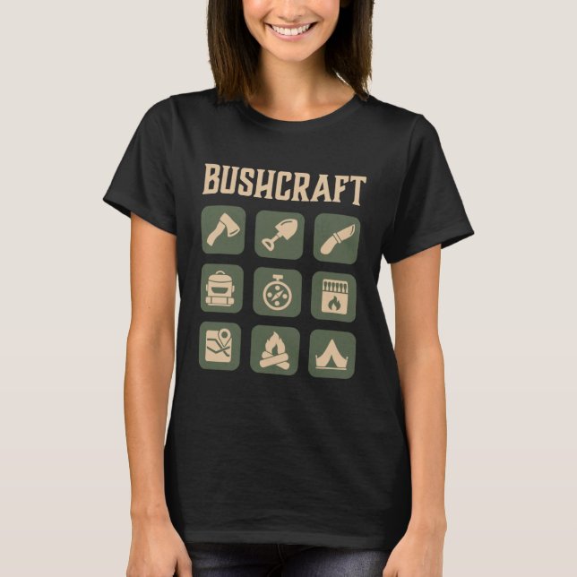 Camiseta Bushcraft Outdoor Survival Living Nature Camping   (Anverso)