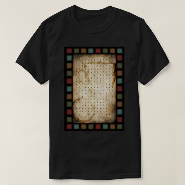 Camiseta búsqueda de palabras de café (Diseño del anverso)